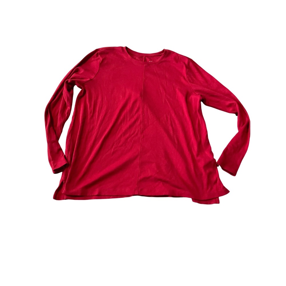 JJill Petite Red Pima Cotton Crew‎ Neck High Low Tee Shirt Top L